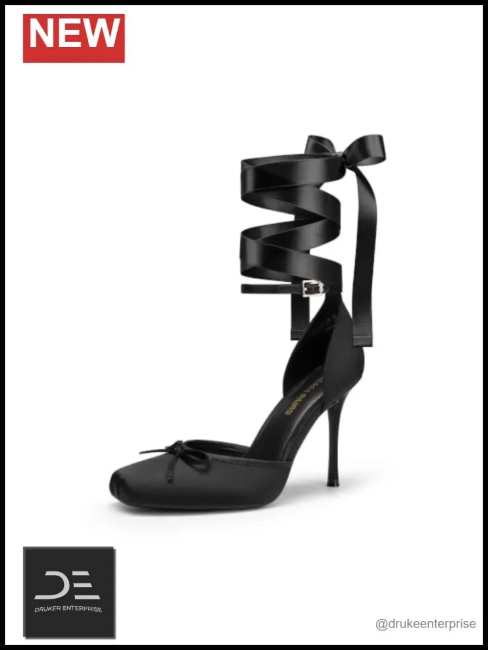 Ballet High Heel Pumps with Satin Ribbons and Ankle Strap